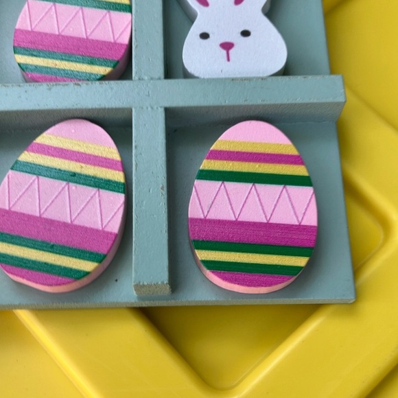 Wooden Tic-Tac-Toe Game with Bunny and Egg Pieces - Picture 3 of 10